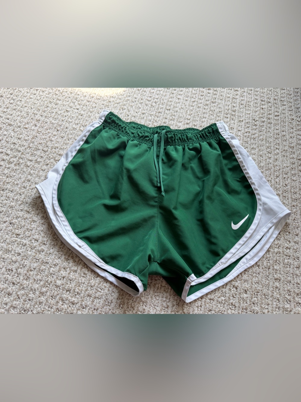 Nike Green Athletic Shorts with White Trim